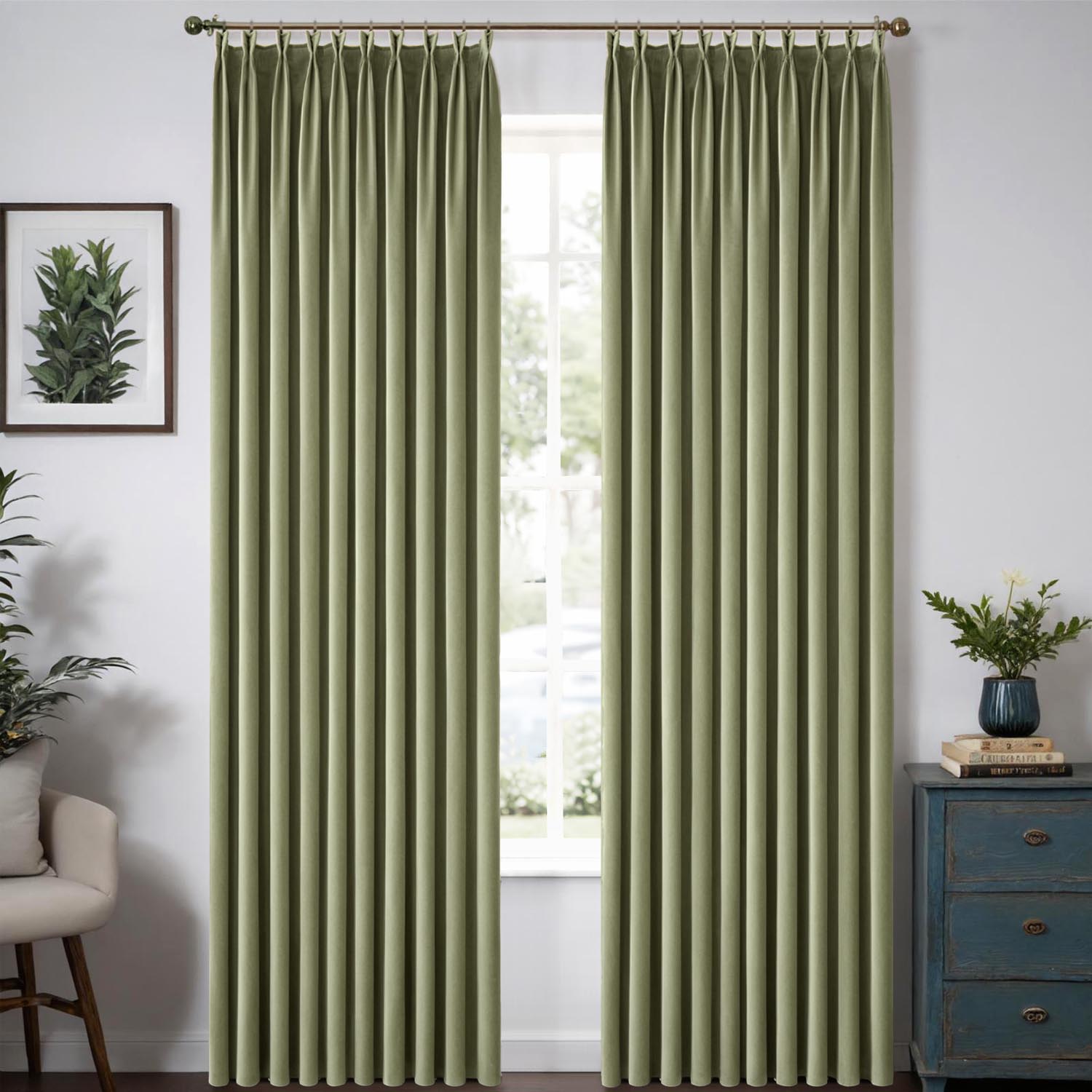 MIULEE Customized Pleated Velvet Luxury Blackout Curtains Thermal Insulated (2 Panels) - Pleated