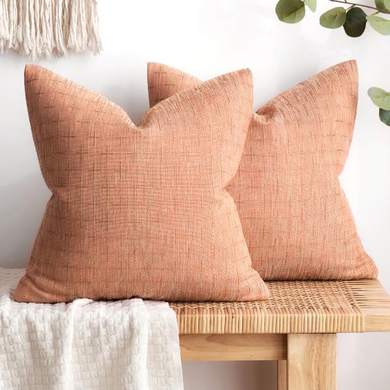 MIULEE Decorative Burlap Linen Modern Farmhouse Rustic Woven Textured Pillow Covers (Pack of 2)