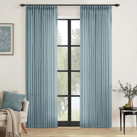 Light Filtering Thick Linen Textured Drapes - Pleated (2 Panels)