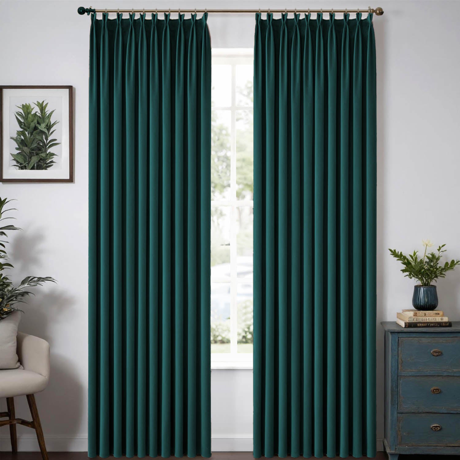 MIULEE Customized Pleated Velvet Luxury Blackout Curtains Thermal Insulated (2 Panels) - Pleated