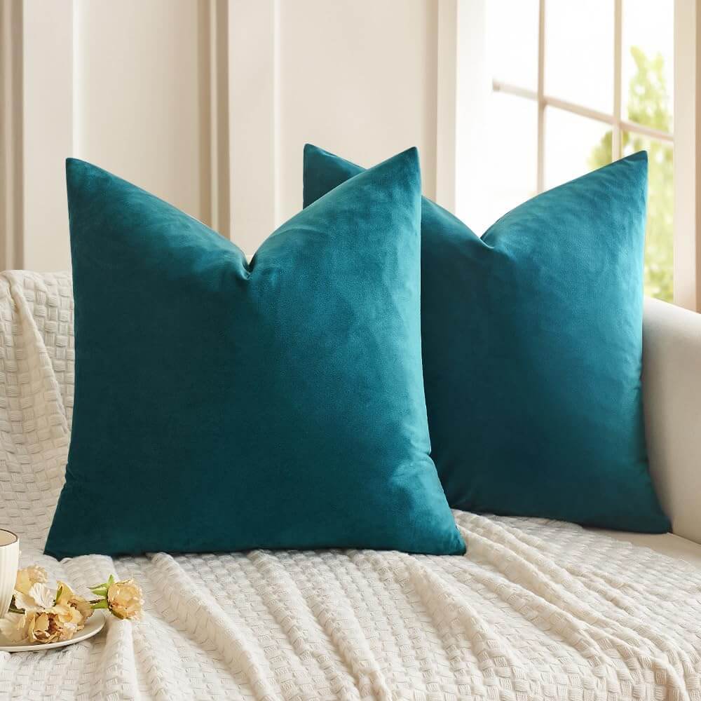 MIULEE Velvet Soft Solid Decorative Square Throw Pillow Covers (Pack of 2)