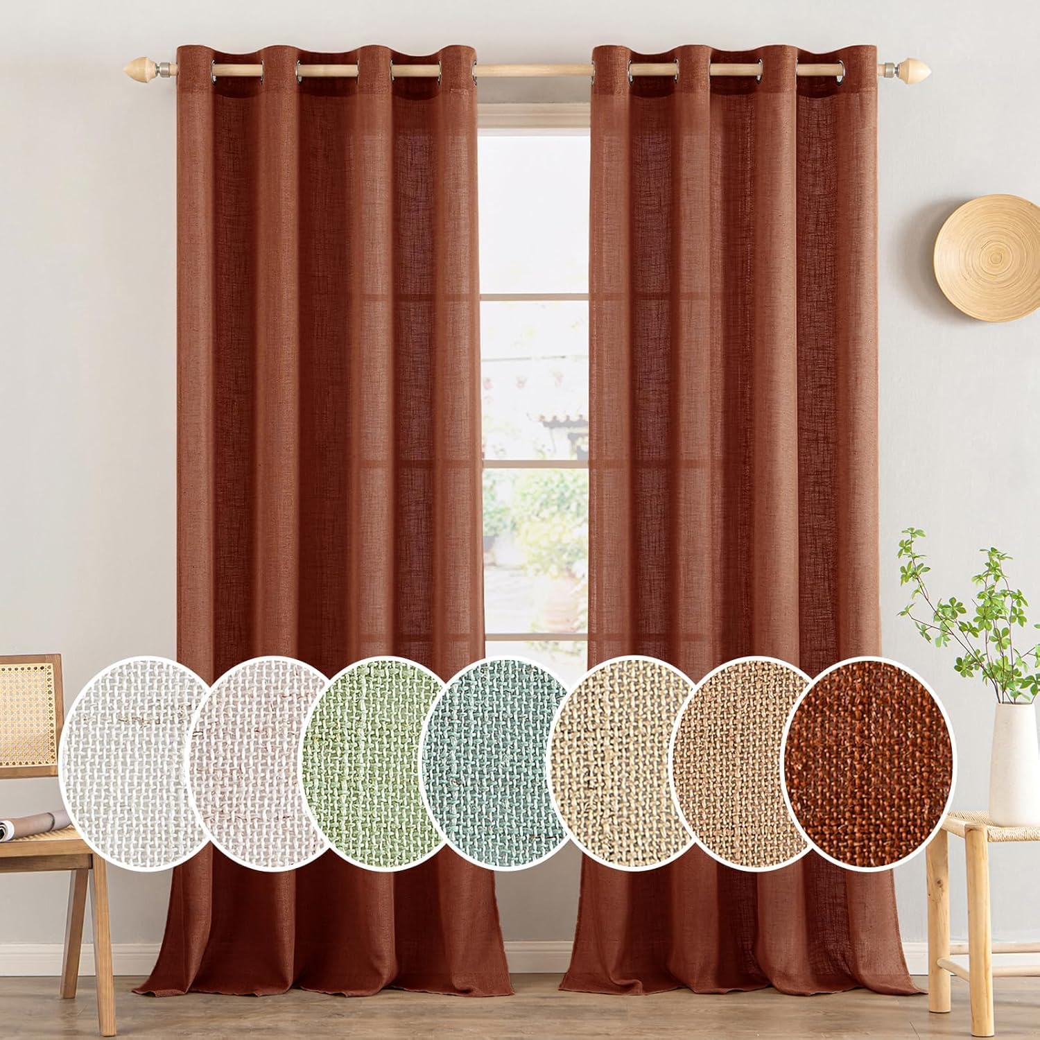 Light Filtering Linen Drapes - Grommet (2 Panels)