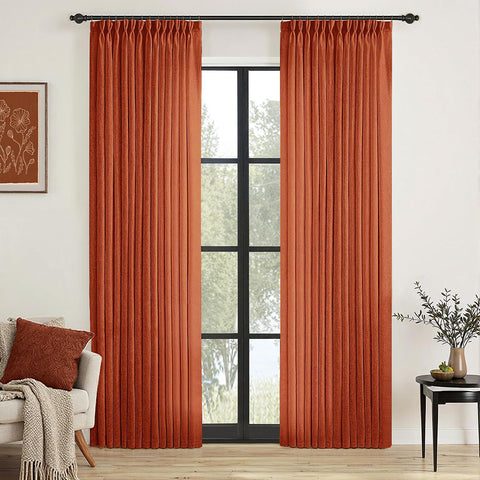 Light Filtering Thick Linen Textured Drapes - Pleated (2 Panels)