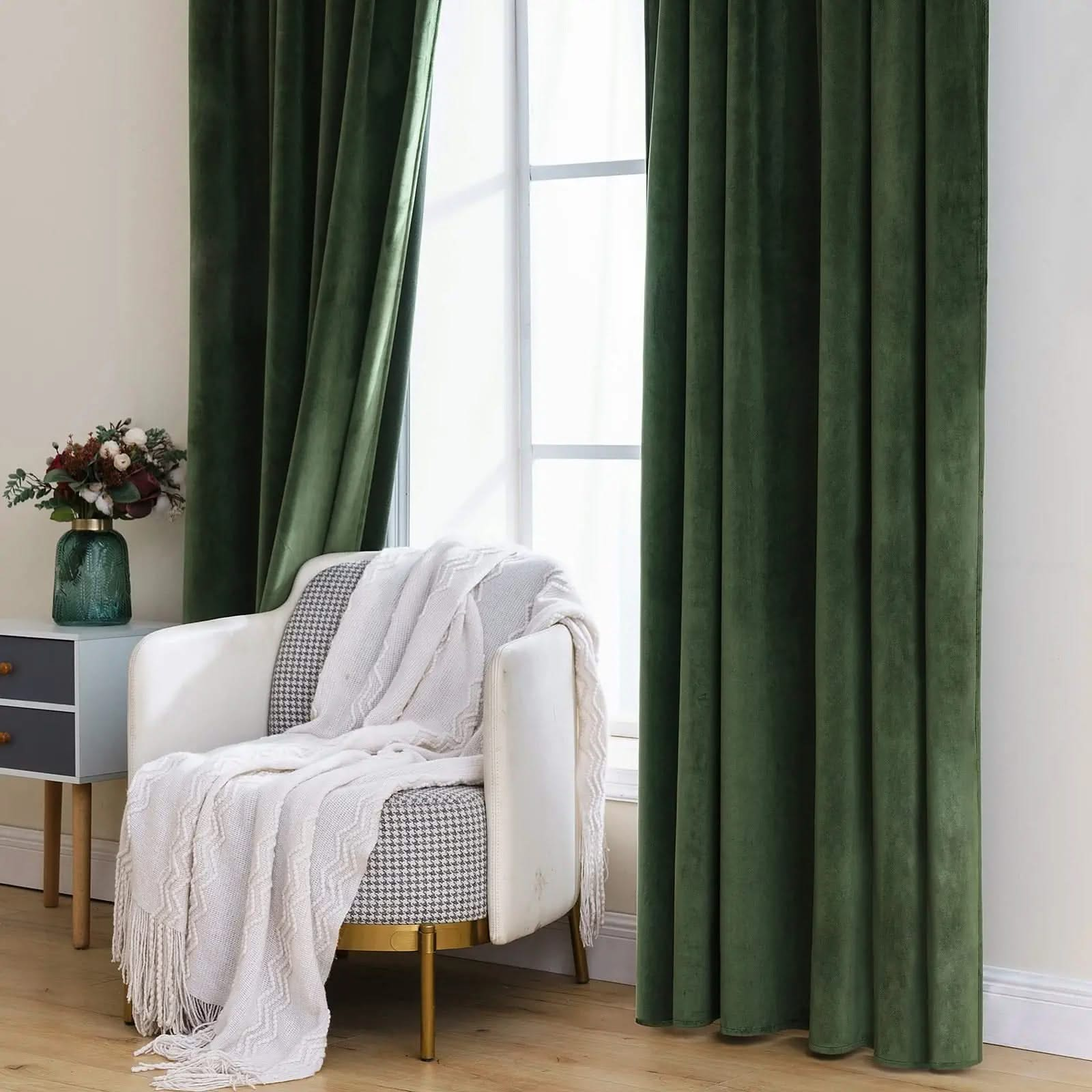 MIULEE Customized Velvet Luxury Blackout Curtains Thermal Insulated (2 Panels) - Back Tab & Rod Pocket