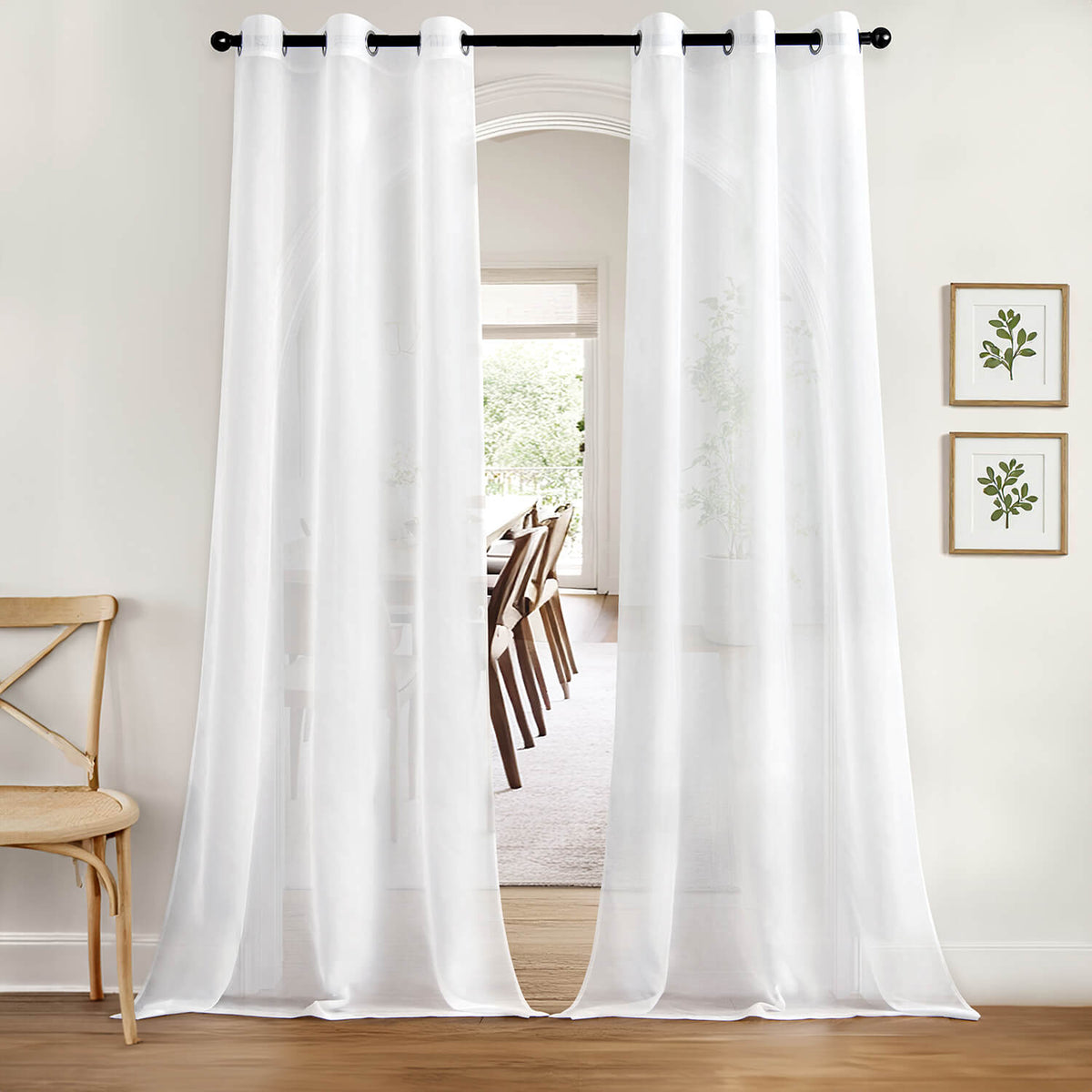 MIULEE Solid Color Sheer Curtains 84 Inches Long 2 Panels Set - Elegant Lightweight Grommet Light Filtering Window Voile Panels/Drapes/Treatment for Bedroom Living Room W42 x L84 Inch, White