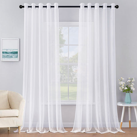 MIULEE Solid Color Sheer Curtains 84 Inches Long 2 Panels Set