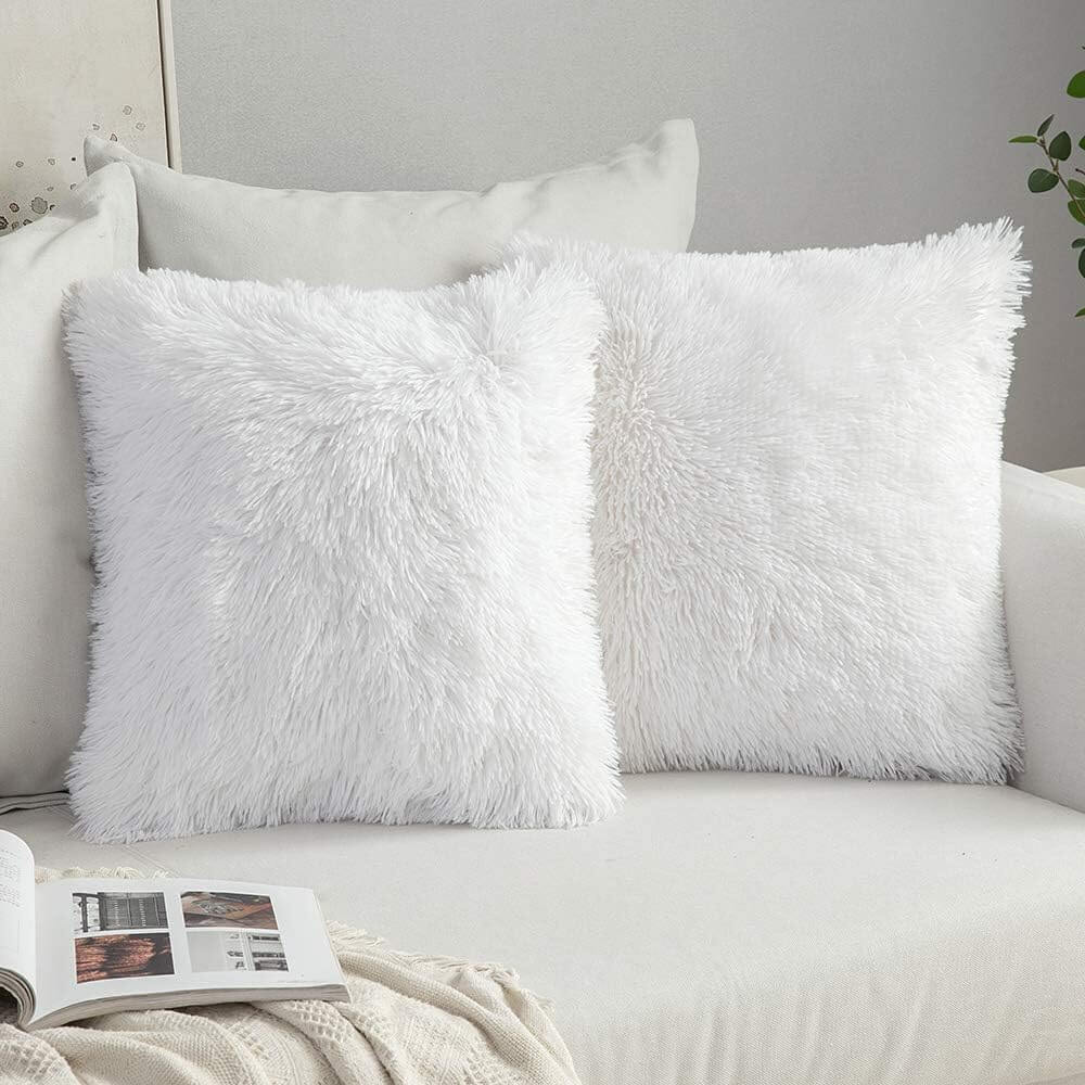 MIULEE Luxury Faux Fur Deluxe Winter Decorative Plush Throw Pillow Covers (Pack of 2)