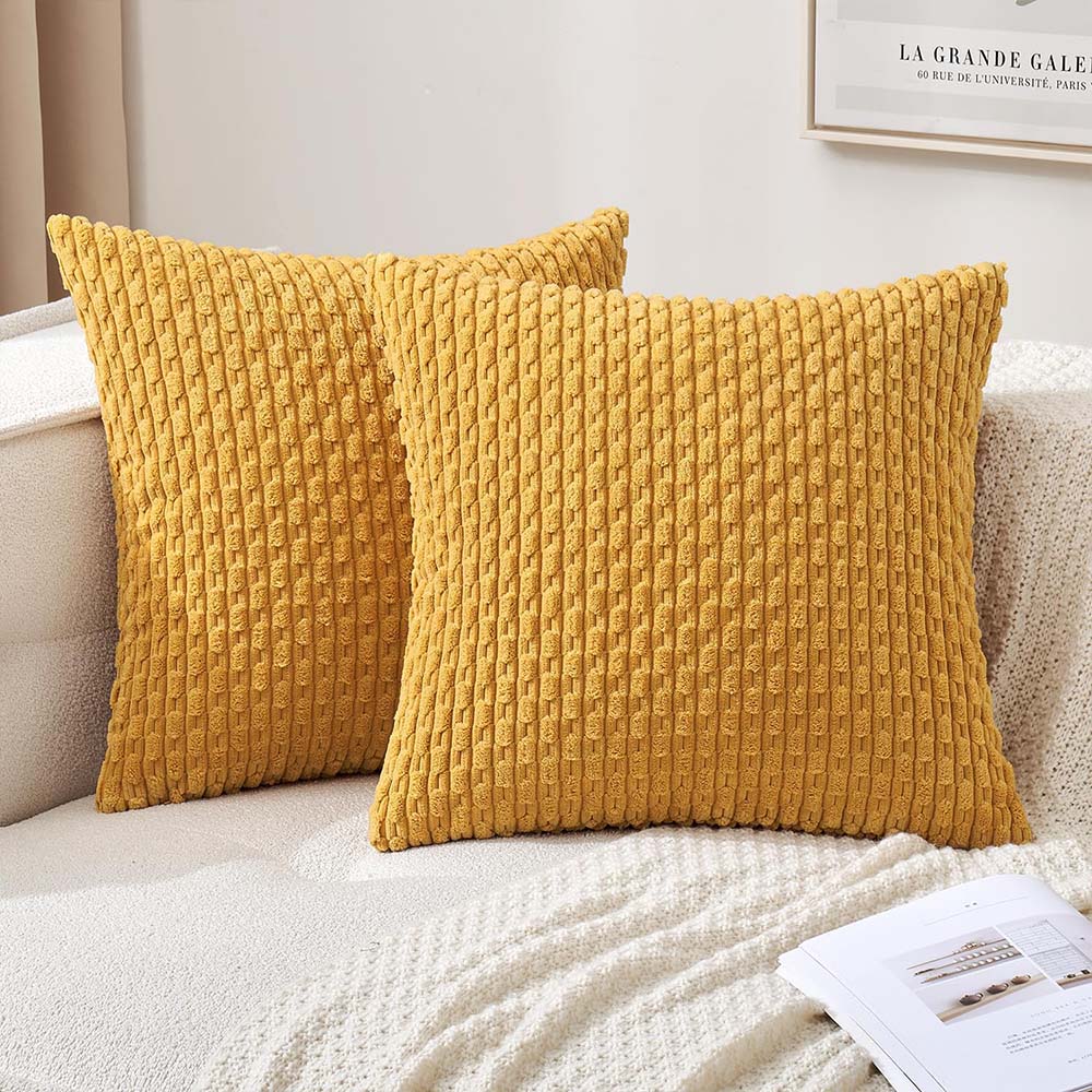 MIULEE Corduroy Boho Farmhouse Striped Throw Pillow Covers
