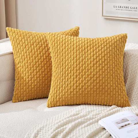 MIULEE Corduroy Boho Farmhouse Striped Throw Pillow Covers