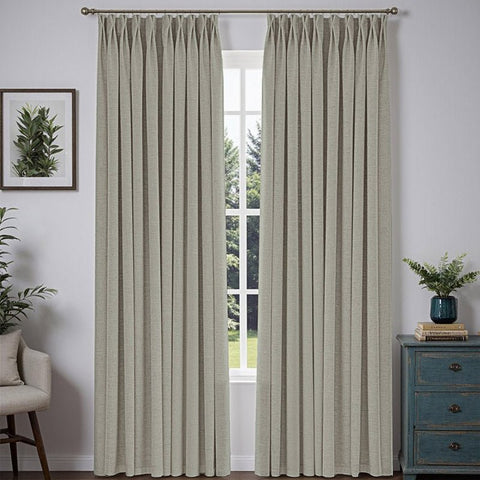 "Bold" Custom Heavyweight Linen Drape Pleated - Ashen White - Miulee