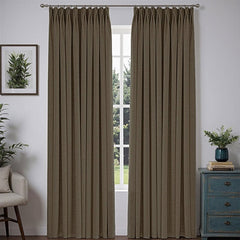 "Bold" Custom Heavyweight Linen Drape Pleated - Coal Brown - Miulee