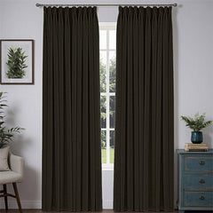 "Bold" Custom Heavyweight Linen Drape Pleated - Dark Brown - Miulee