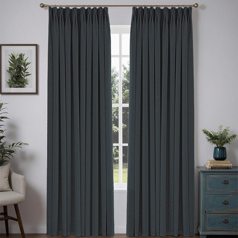 "Bold" Custom Heavyweight Linen Drape Pleated - Dark Gray - Miulee