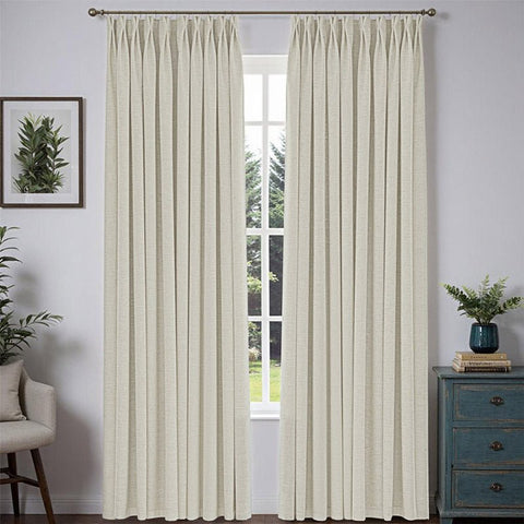 "Bold" Custom Heavyweight Linen Drape Pleated - Ivory White - Miulee