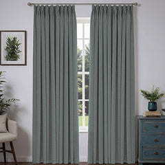 "Bold" Custom Heavyweight Linen Drape Pleated - Medium Gray - Miulee