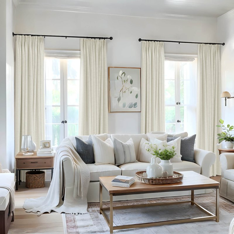 "Bold" Custom Heavyweight Linen Drape Pleated - Muted Apricot - Miulee