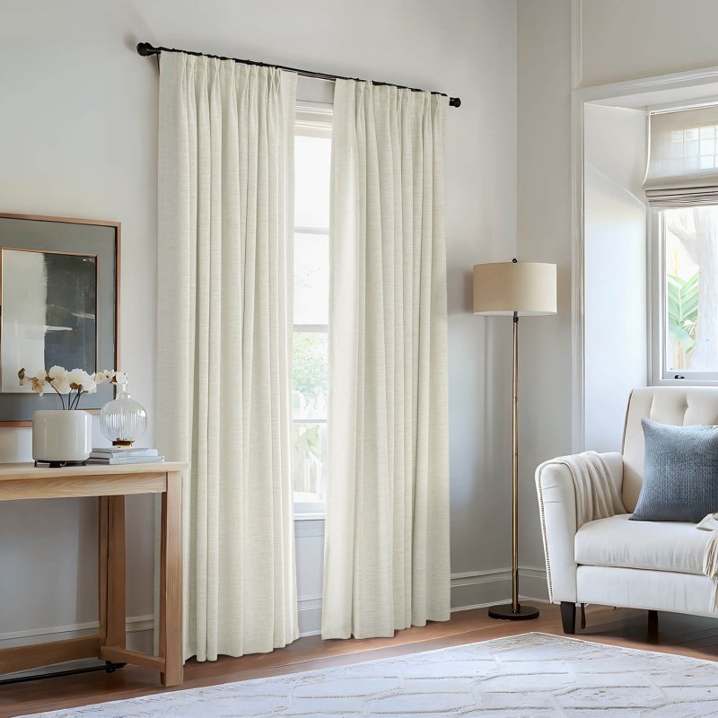 "Bold" Custom Heavyweight Linen Drape Pleated - Muted Apricot - Miulee