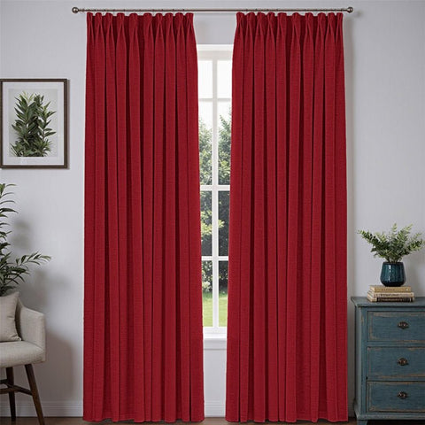 "Bold" Custom Heavyweight Linen Drape Pleated - Red - Miulee