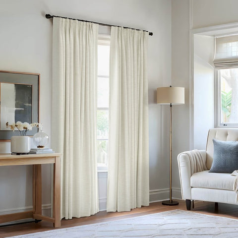 "Bold" Custom Heavyweight Linen Drape Pleated - Sand Beige - Miulee