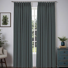 "Bold" Custom Heavyweight Linen Drape Pleated - Slate Gray - Miulee