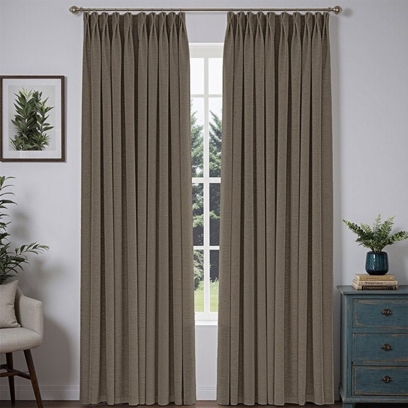 "Bold" Custom Heavyweight Linen Drape Pleated - Taupe - Miulee