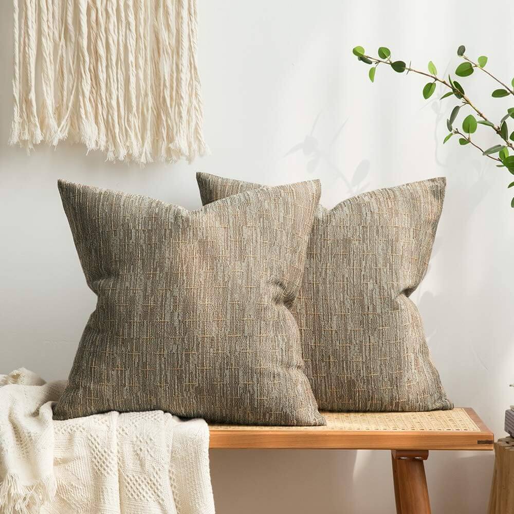 MIULEE Decorative Burlap Linen Modern Farmhouse Rustic Woven Textured Pillow Covers (Pack of 2)