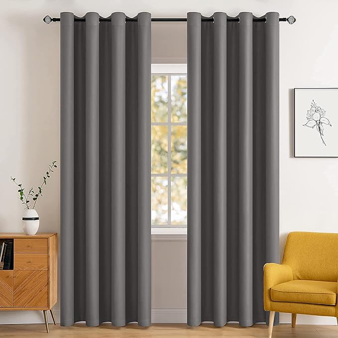 Free Shipping - MIULEE Room Darkening Thermal Insulated Blackout Curtains (2 Panels) - Gray - Miulee