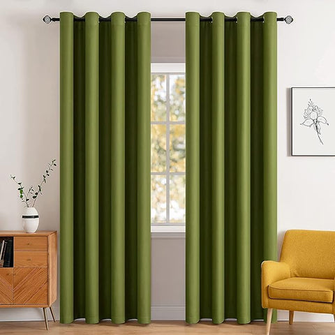 Free Shipping - MIULEE Room Darkening Thermal Insulated Blackout Curtains (2 Panels) - Olive Green - Miulee