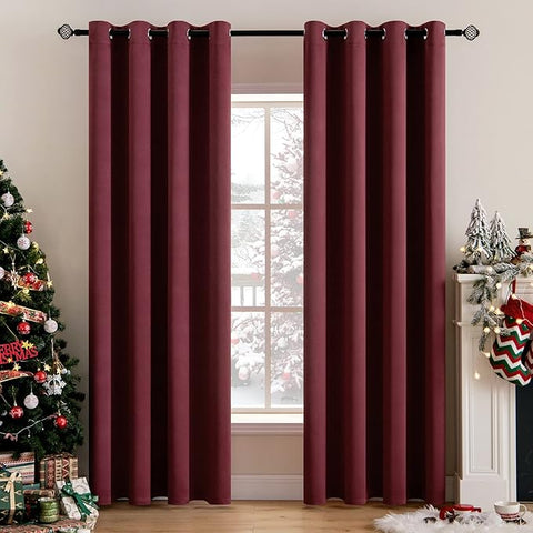 Free Shipping - MIULEE Room Darkening Thermal Insulated Blackout Curtains (2 Panels) - Wine Red - Miulee