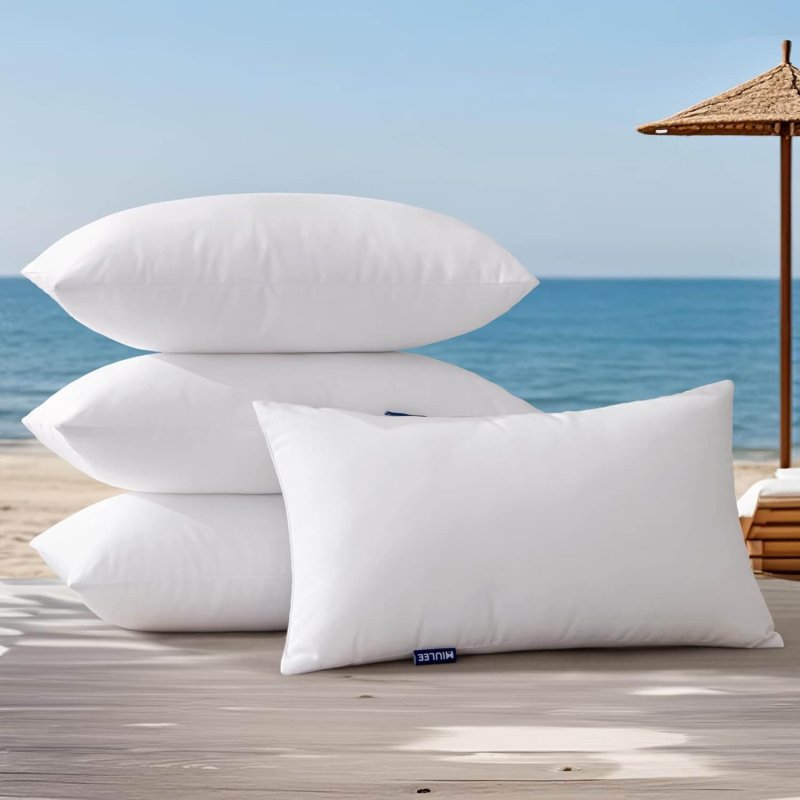 MIULEE 12x20 Outdoor Pillows,Set of 4 Throw Pillows Waterproof,Soft Support Throw Pillow Inserts Decorative Water Resistant Pillows for Patio Furniture and Garden - Miulee