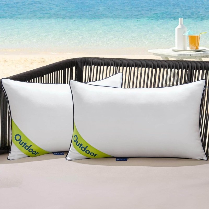 MIULEE 12x20 Outdoor Throw Pillow Inserts,Pack of 2 Water Resistant Pillow Inserts Decorative Waterproof Pillows Stuffer for Sofa Couch Patio and Garden - Miulee