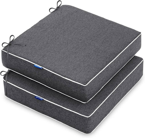MIULEE 24 x 24 x 4 Inch Outdoor Chair Cushions,Waterproof Seat Cushions for Patio Furniture Garden with Ties Patio Chair Cushions Set of 2,Dark Grey - Miulee