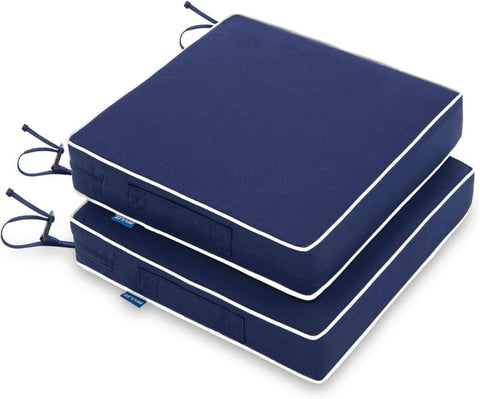 MIULEE 24 x 24 x 4 Outdoor Chair Cushions,Waterproof Seat Cushions with Adjustable Straps,Set of 2 Patio Chair Cushions for Patio Furniture Garden,Navy Blue - Miulee