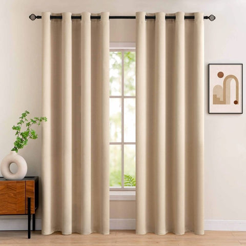 MIULEE Blackout Curtains for Bedroom Living Room Thermal Insulated Room Darkening Grommet Top Solid Light Blocking Drapery Set of 2 Window Panels 52 x 90 Inches Beige - Miulee