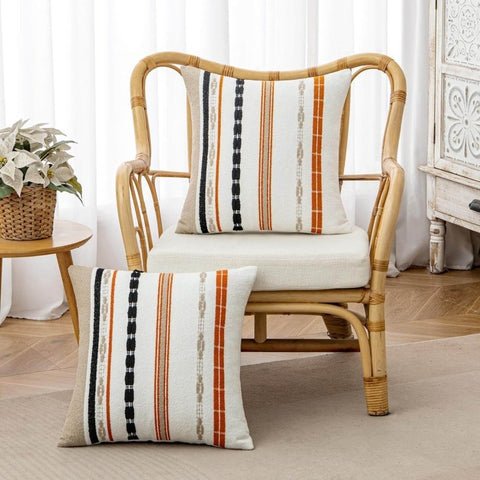 MIULEE Boho Farmhouse Chenille Striped Throw Pillow Covers (Pack of 2) - Miulee