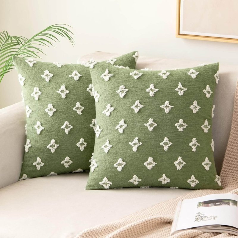 MIULEE Christmas Decorative Rhombic Jacquard Pillowcase Soft Square Pillow Covers (Pack of 2) - Miulee