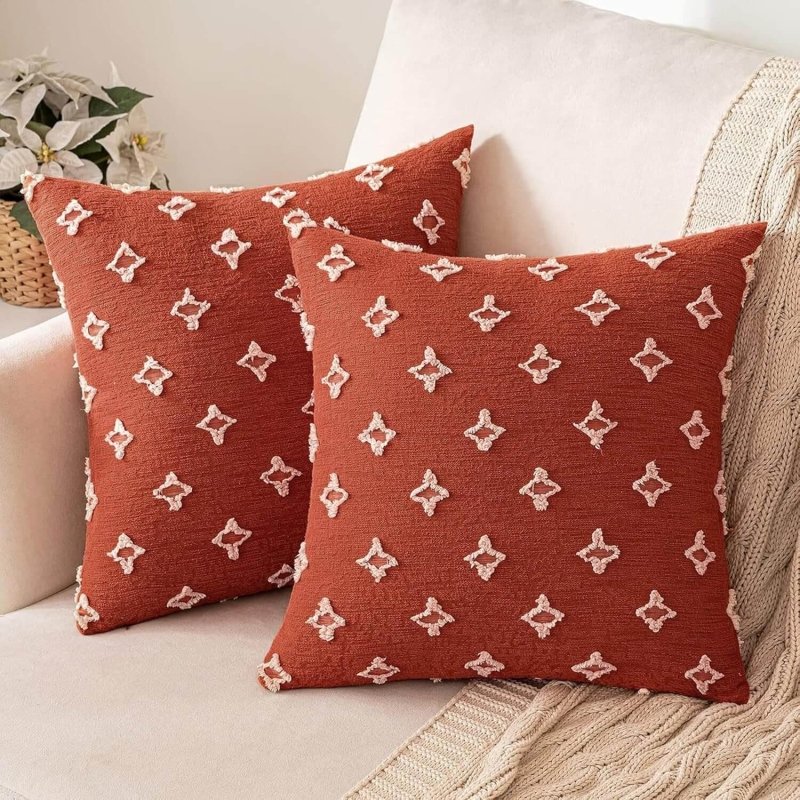 MIULEE Christmas Decorative Rhombic Jacquard Pillowcase Soft Square Pillow Covers (Pack of 2) - Miulee