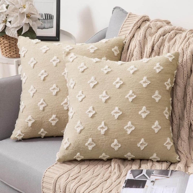 MIULEE Christmas Decorative Rhombic Jacquard Pillowcase Soft Square Pillow Covers (Pack of 2) - Miulee