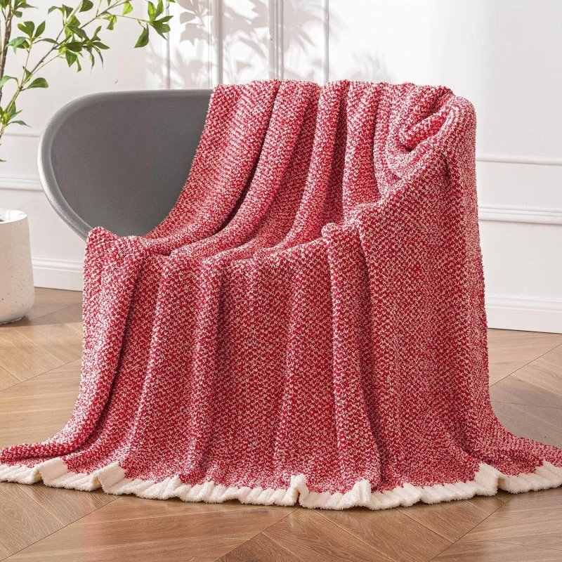 MIULEE Christmas Red Super Soft Throw Blanket for Couch, Cozy Fluffy Warm Blankets Lightweight Knit Throw Blankets for Sofa, Bed, Chair, Living Room, Camping, Picnic, 50 x 70 inch - Miulee
