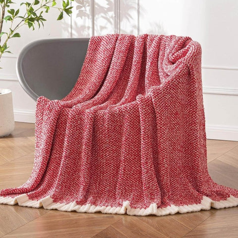 MIULEE Christmas Red Super Soft Throw Blanket for Couch, Cozy Fluffy Warm Blankets Lightweight Knit Throw Blankets for Sofa, Bed, Chair, Living Room, Camping, Picnic, 50 x 70 inch - Miulee
