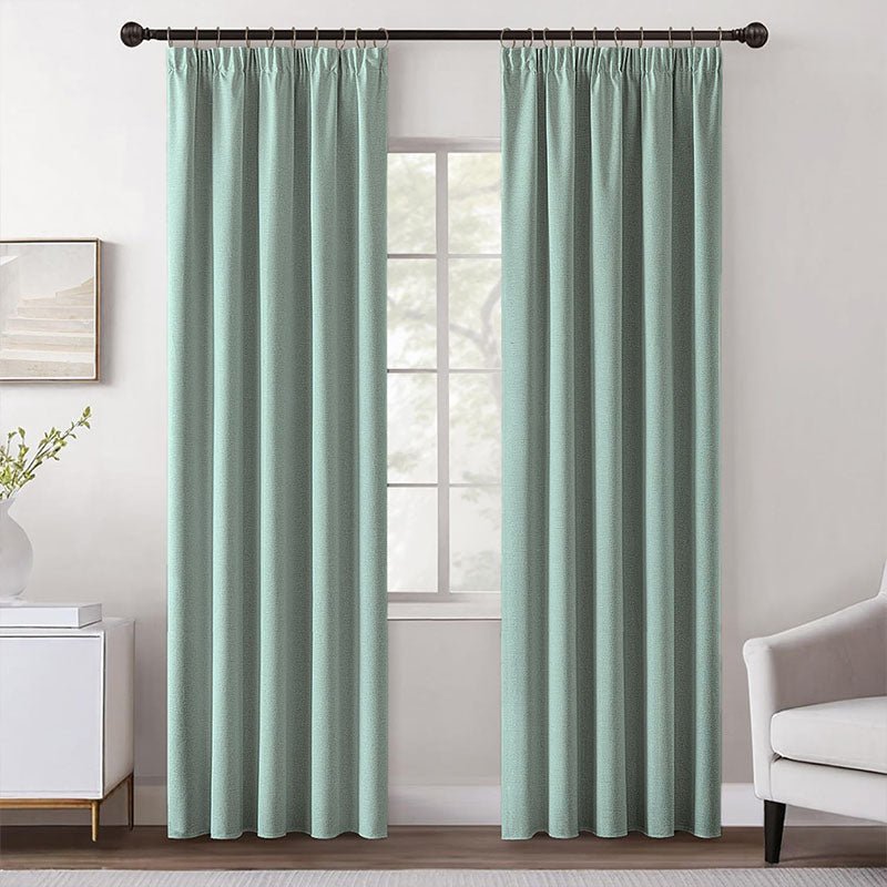 MIULEE Customized 100% Blackout Linen Textured Curtains (2 Panels) - Pencil Pleat & Rod Pocket - Miulee