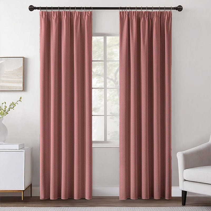 MIULEE Customized 100% Blackout Linen Textured Curtains (2 Panels) - Pencil Pleat & Rod Pocket - Miulee