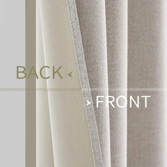 MIULEE Customized 100% Blackout Linen Textured Curtains (2 Panels) - Pleated - Miulee