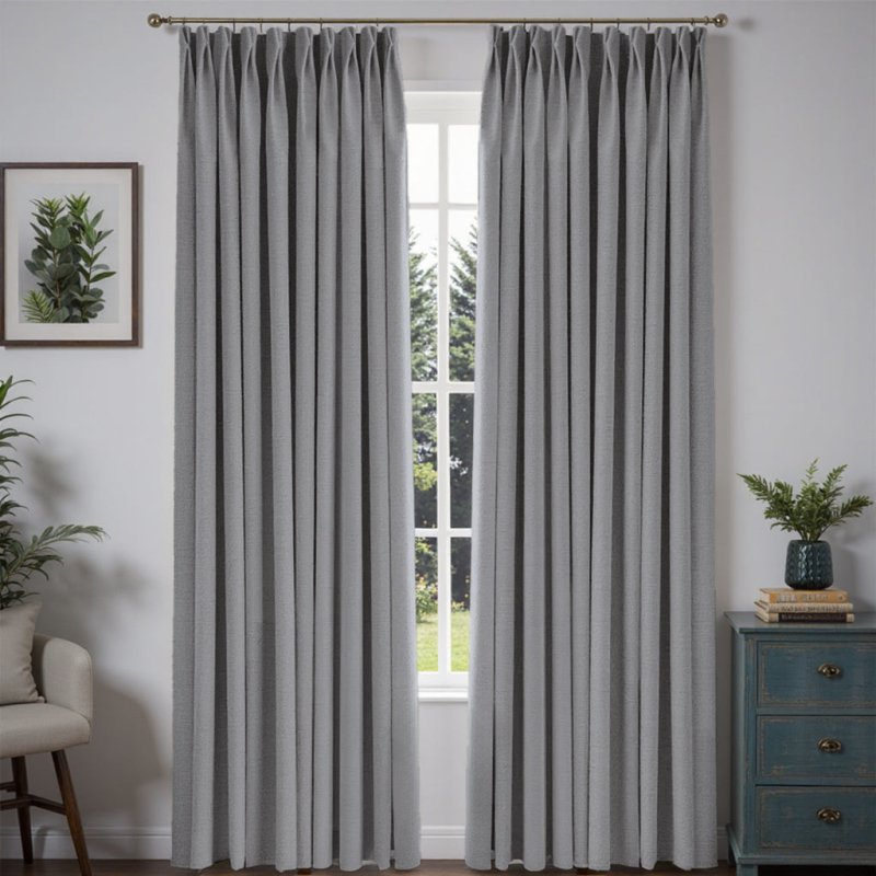 MIULEE Customized 100% Blackout Linen Textured Curtains (2 Panels) - Pleated - Miulee