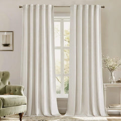 MIULEE Customized Velvet Curtains Luxury Blackout Curtains Thermal Insulated (2 Panels) - Ivory - Miulee