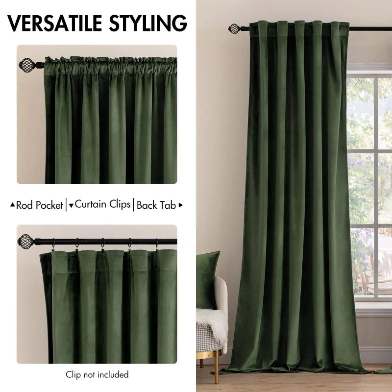 MIULEE Customized Velvet Curtains Luxury Blackout Curtains Thermal Insulated (2 Panels) - Teal - Miulee