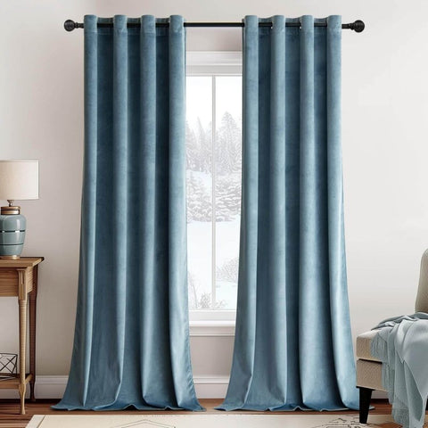 MIULEE Customized Velvet Luxury Blackout Curtains Thermal Insulated (2 Panels) - Grommet - Miulee