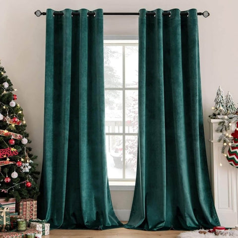 MIULEE Customized Velvet Luxury Blackout Curtains Thermal Insulated (2 Panels) - Grommet - Miulee