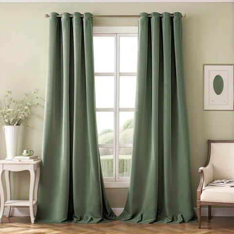 MIULEE Customized Velvet Luxury Blackout Curtains Thermal Insulated (2 Panels) - Grommet - Miulee