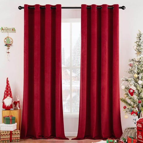 MIULEE Customized Velvet Luxury Blackout Curtains Thermal Insulated (2 Panels) - Grommet - Miulee